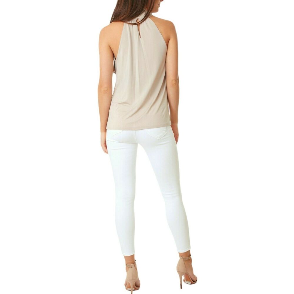 GENERATION LOVE Wisteria halter top cross front slinky blouse in taupe Sz XS NEW - Picture 5 of 6